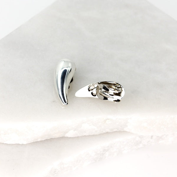 MEXICAN SILVER TEAR DROP CLIP ON EARRINGS