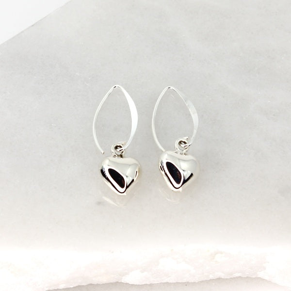 MEXICAN SILVER HEART DROP EARRINGS