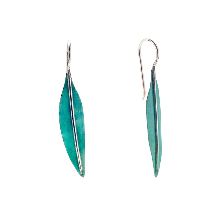 MEXICAN SILVER & COPPER PATINATED LEAF DROP EARRINGS