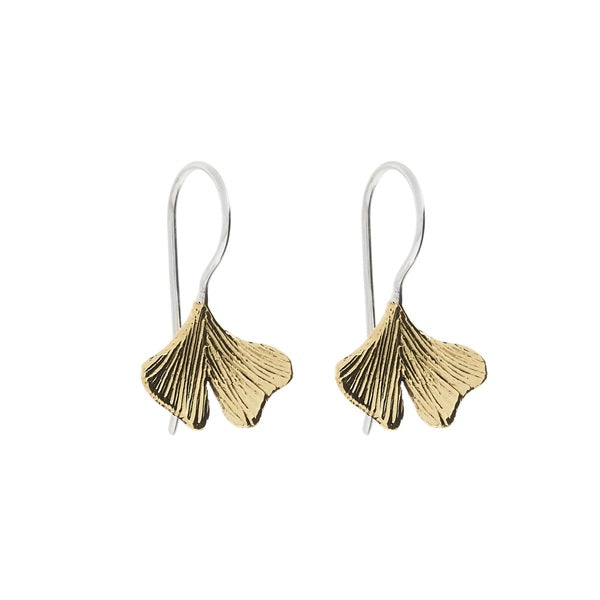MEXICAN SILVER & BRASS MINI GINKO EARRINGS