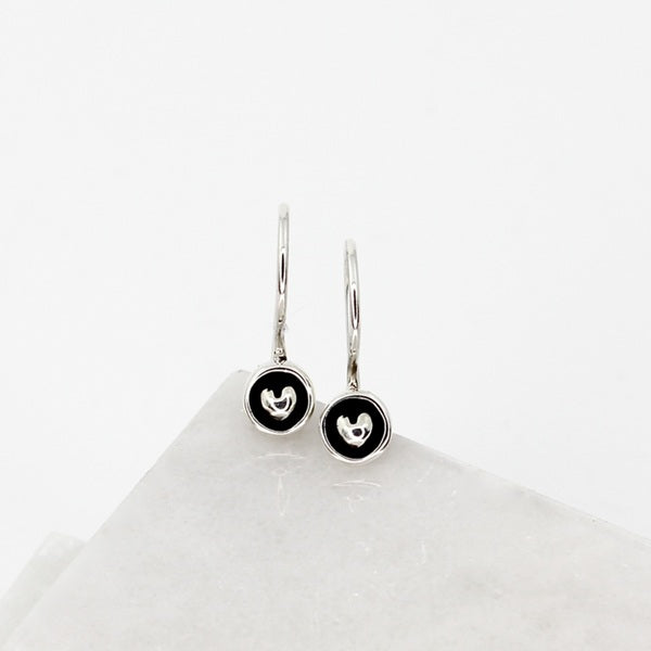 MEXICAN SILVER MINI HEART DROP EARRINGS