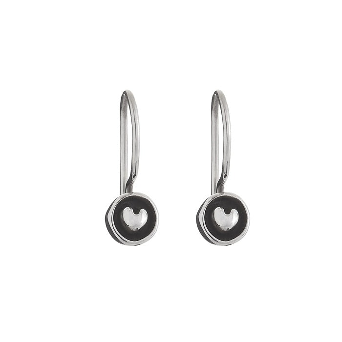 MEXICAN SILVER MINI HEART DROP EARRINGS