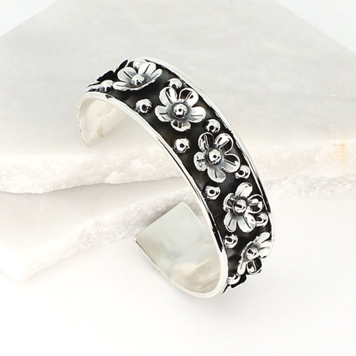 MEXICAN SILVER FLOWER CUFF