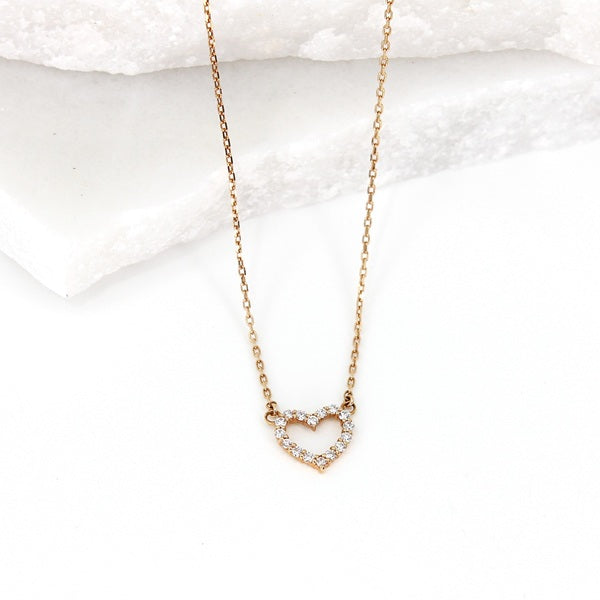 PETITE DIAMOND HEART NECKLACE – 18CT ROSE GOLD