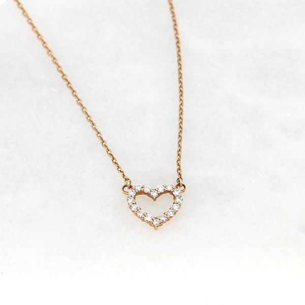 PETITE DIAMOND HEART NECKLACE – 18CT ROSE GOLD