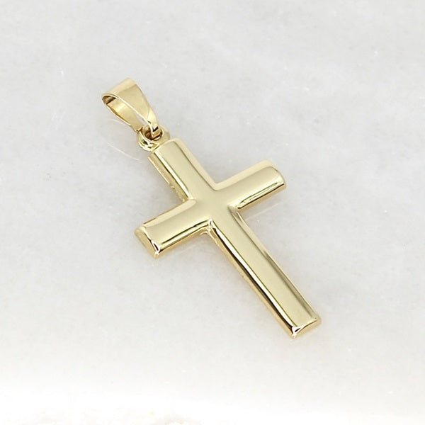 CLASSIC SOLID 18CT YELLOW GOLD CROSS PENDANT
