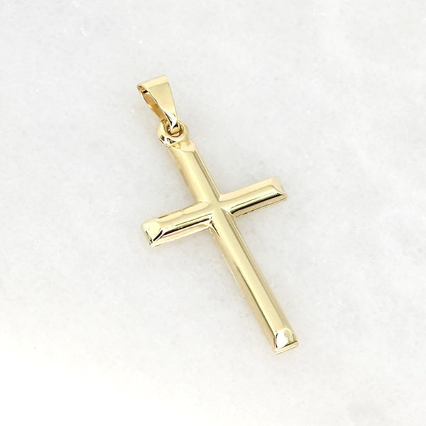 CLASSIC SOLID 18CT YELLOW GOLD CROSS PENDANT.
