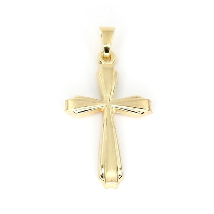 9CT YELLOW GOLD FLUTED DESIGN CROSS PENDANT