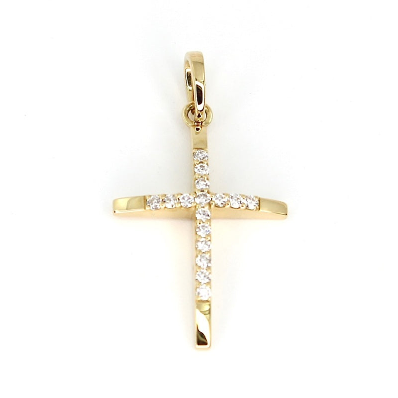 18CT YELLOW GOLD DIAMOND CROSS PENDANT