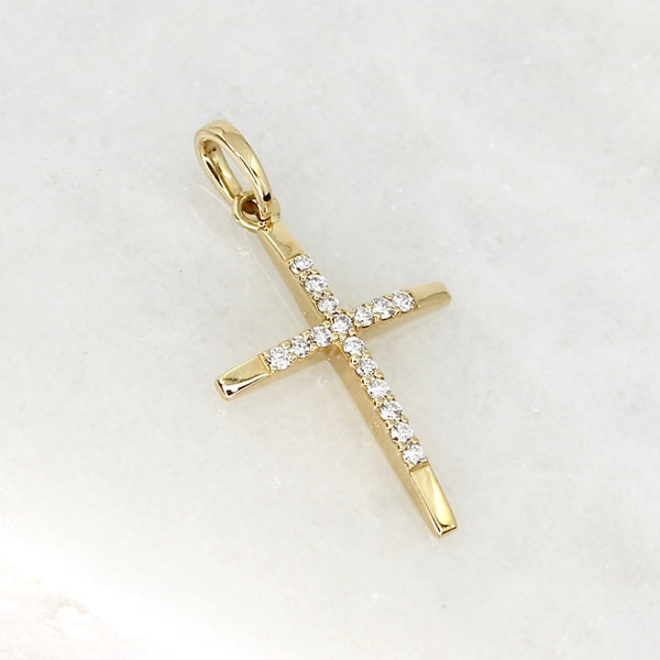 18CT YELLOW GOLD DIAMOND CROSS PENDANT