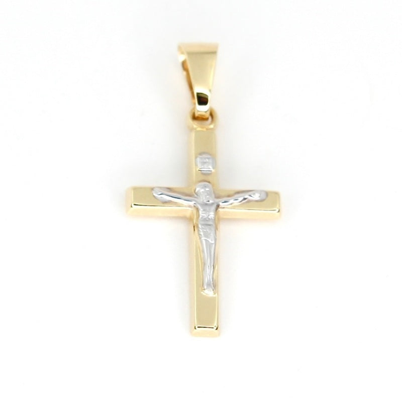 9CT TWO-TONE YELLOW GOLD CRUCIFIX PENDANT