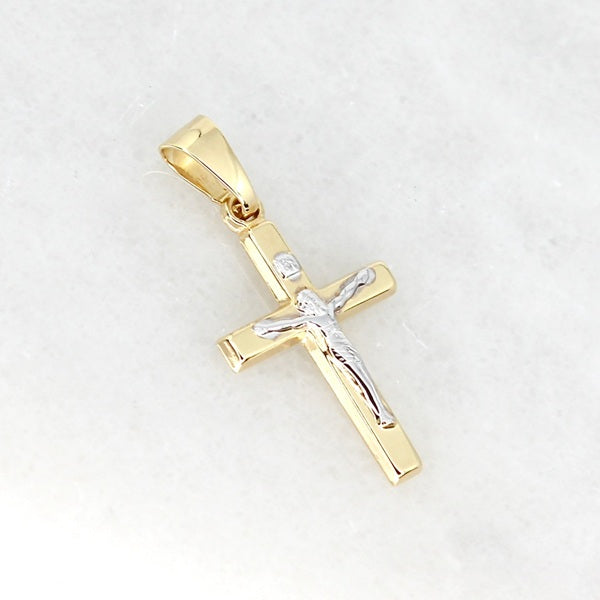 9CT TWO-TONE YELLOW GOLD CRUCIFIX PENDANT