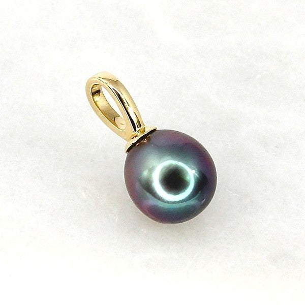 IKECHO NIGHT STAR 9ct YELLOW GOLD DROP TAHITIAN PEARL PENDANT