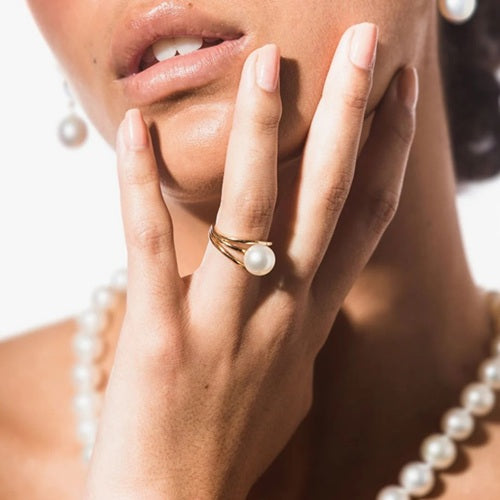 IKECHO 9ct Y/GOLD BROOME SOUTH SEA PEARL RING