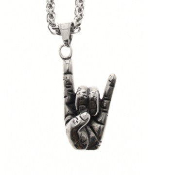 STAINLESS STEEL ROCK ON NECKLACE