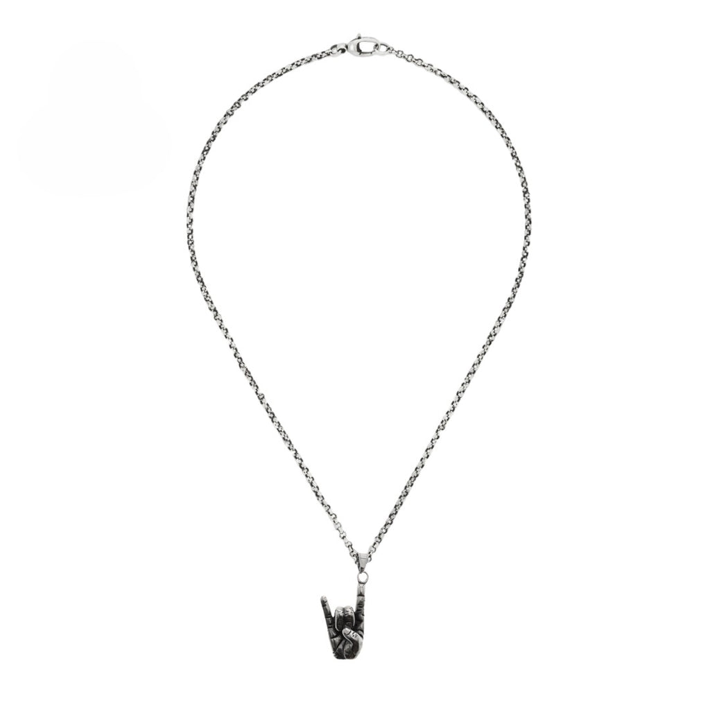 STAINLESS STEEL ROCK ON NECKLACE