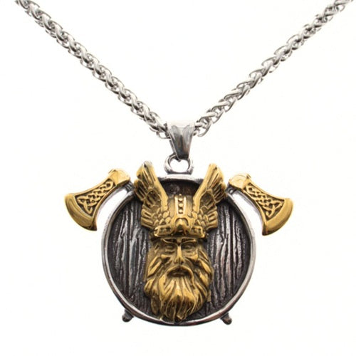 STAINLESS STEEL ODIN DOUBLE AXE NECKLACE