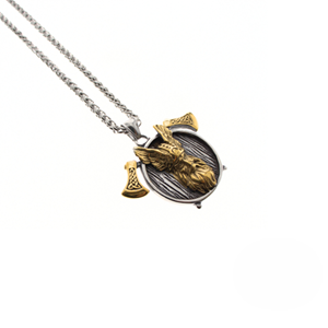 STAINLESS STEEL ODIN DOUBLE AXE NECKLACE