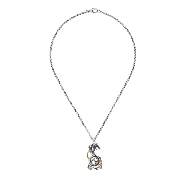 STAINLESS STEEL NORSE INTERTWINED DRAGON NECKLACE