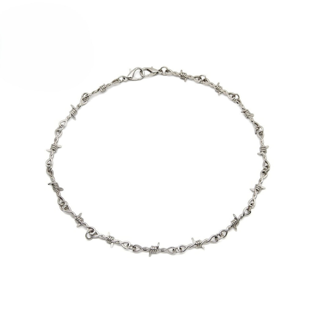 STAINLESS STEEL BARBED WIRE NECKLACE