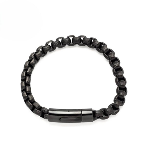 STAINLESS STEEL MATTE BLACK BELCHER BRACELET
