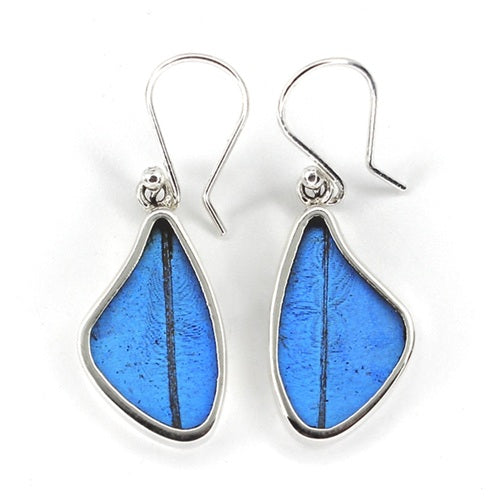 SMALL BUTTERFLY WING MORPHO SILVER EARRINGS