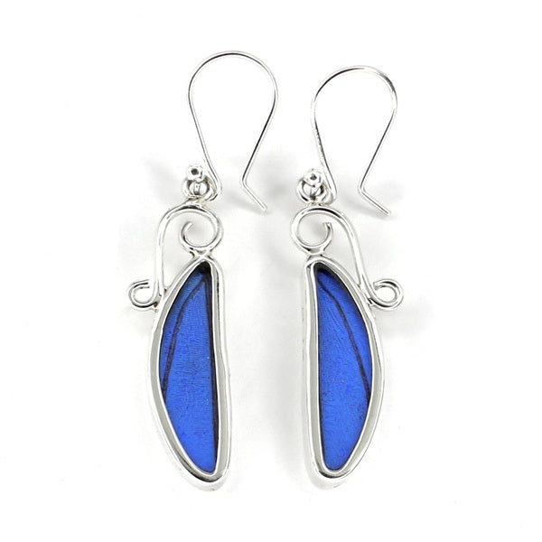 SMALL DRAGONFLY WING MORPHO SILVER EARRINGS