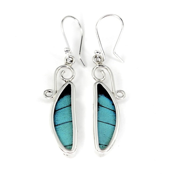 SMALL DRAGONFLY WING PREPONA SILVER EARRINGS