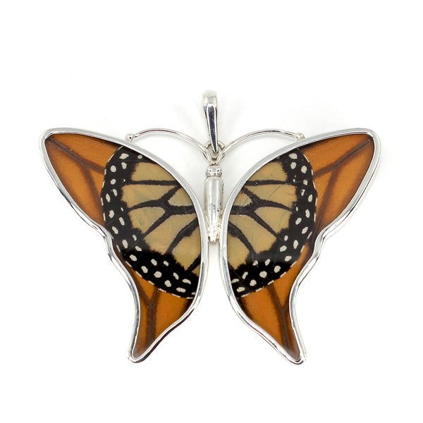 LARGE BUTTERFLY MONARCH SILVER PENDANT