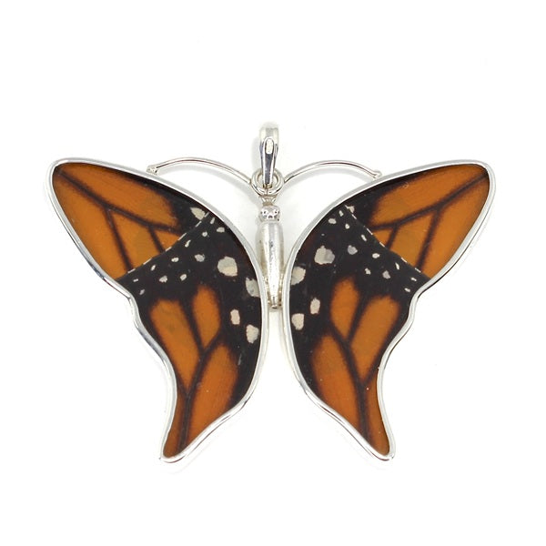 LARGE BUTTERFLY MONARCH SILVER PENDANT