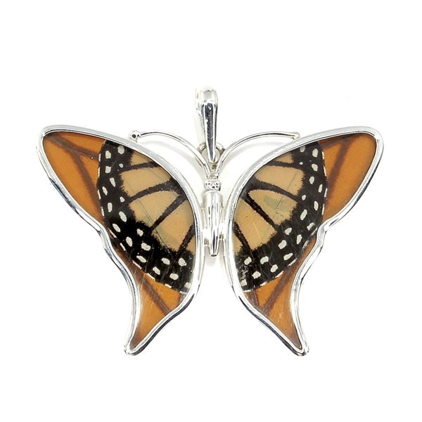 MEDIUM BUTTERFLY MONARCH SILVER PENDANT