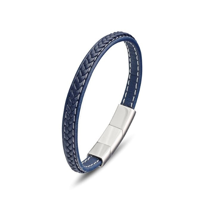 BLAZE BLUE LEATHER AND STEEL CUFF