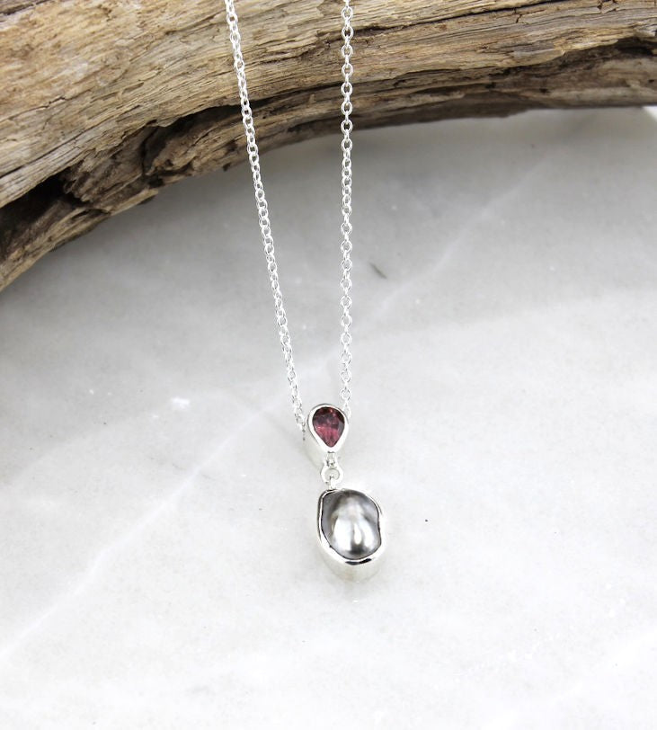 TAHITIAN PEARL AND PINK TOURMALINE NECKLACE