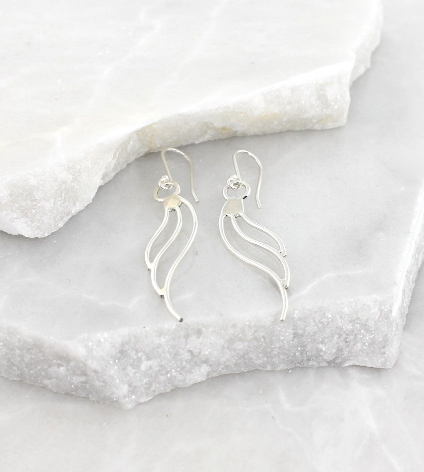 MEXICAN MADE SILVER SWIRL SHAPED EARRING DROPS