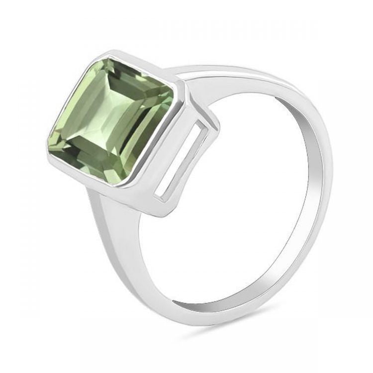 GREEN AMETHYST EMERALD CUT RING