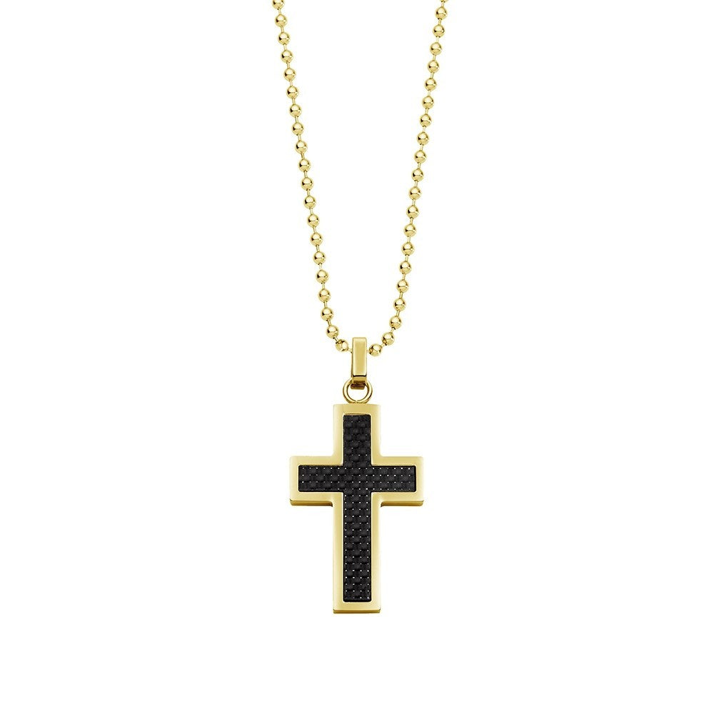 BLAZE STAINLESS STEEL GOLD PLATED CROSS NECKLACE