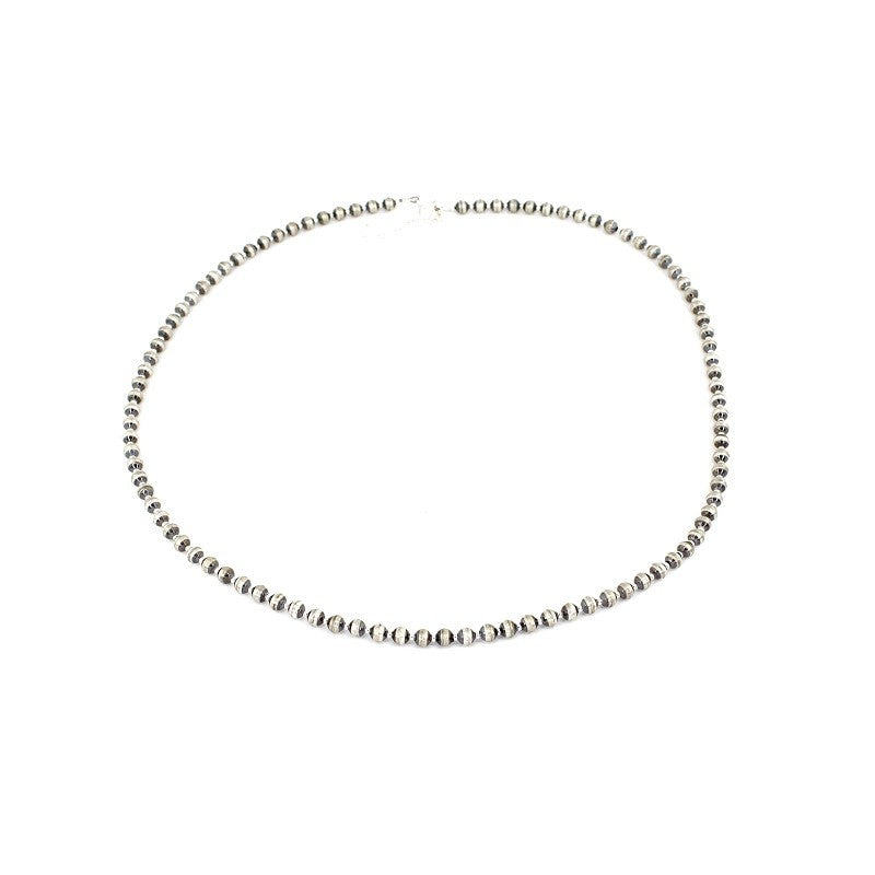 5MM + 2MM SILVER BALL BEADED NECKLACE